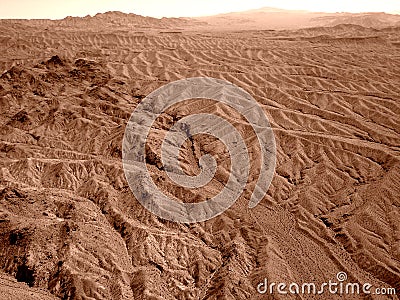 Aerial view of the Nevada Desert in sepia tone