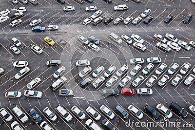 An aerial view of a new car parking area