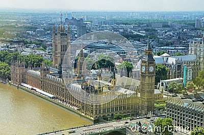 Aerial view over the city of London