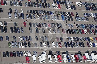 Aerial view of parking cars