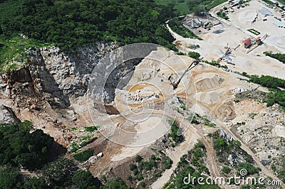 Aerial view of quarry development