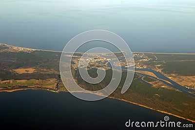 Aerial view - river and ocean