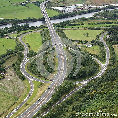 Aerial view of road junction