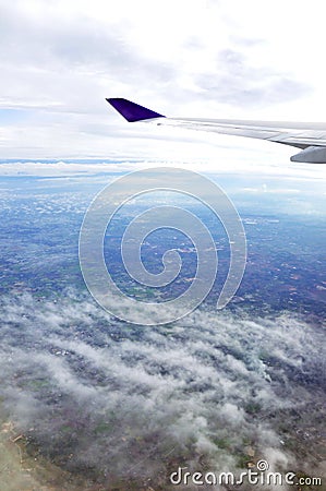 Aerial view of sky and the earth from the airplane