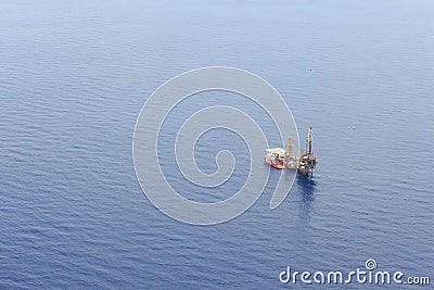 Aerial View of Tender Drilling Oil Rig