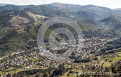 Aerial view of village in France