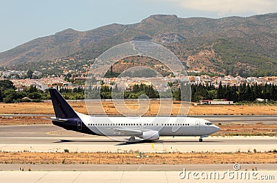 Aeroplane on the Runway at Malaga Airport in Spain