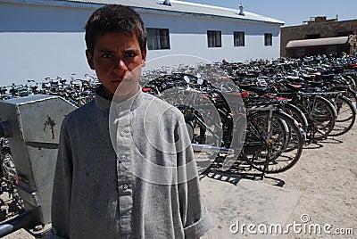 Afghan boy at a school
