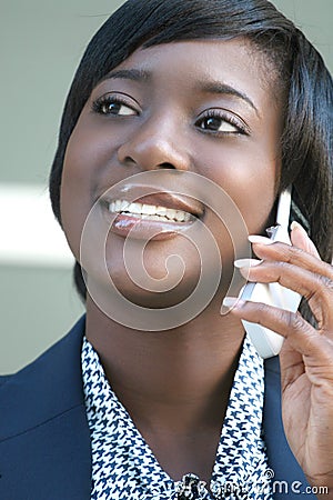 African American Business Woman on Cell Phone