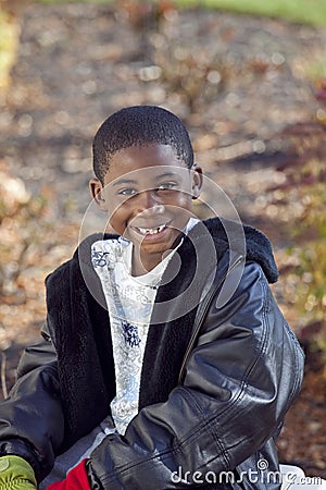 African american male child playing outdoors