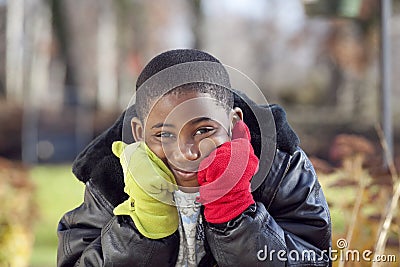 African american male child playing outdoors