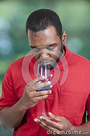 African American Man with Wine
