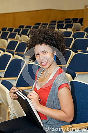 African American student in lecture hall