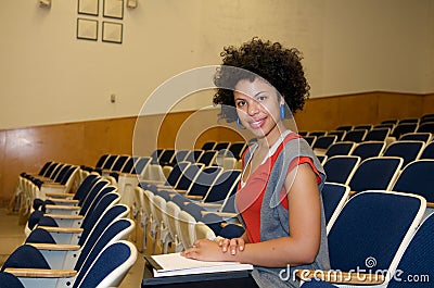 African American student in lecture hall