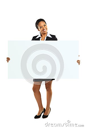 African American Woman Holding a Blank