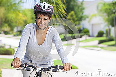 African American Woman Riding Bike