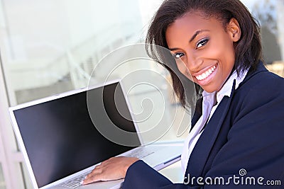 African Business Woman with Computer