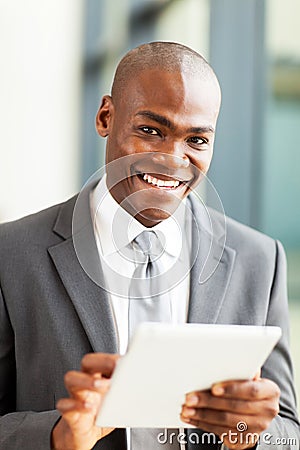 African businessman tablet