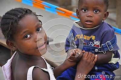 African children sister with brother