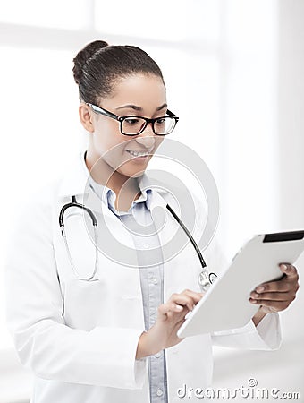 African doctor with tablet pc