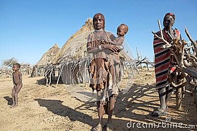 African family at the village