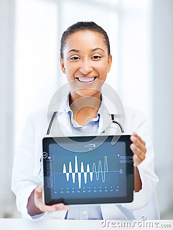 African female doctor with tablet pc
