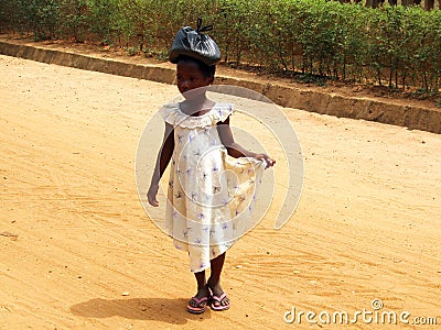 African girls with bag on the head