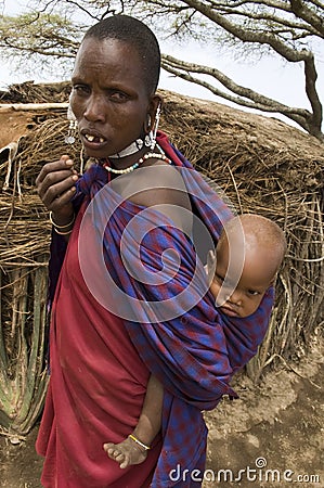 African little boy with his mother