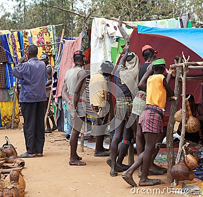 African tribal men at the market