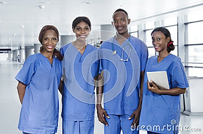 African physician team with tablet PC