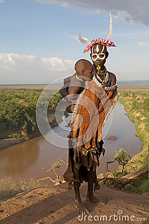 African Tribal Women Clothing African tribal woman and child