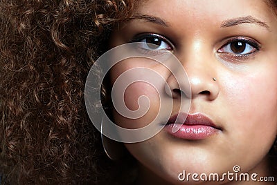 African woman face close up
