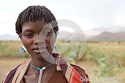 African woman with tribal tattoo