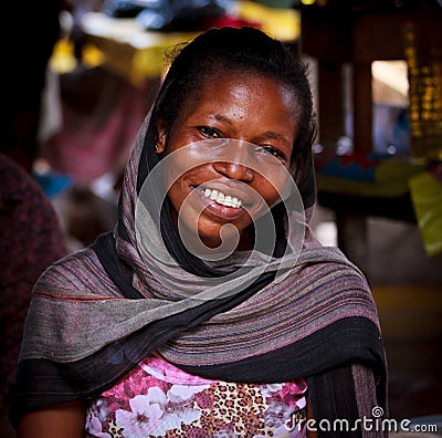 African woman with smiling face