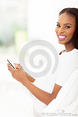 Afro american woman smart phone