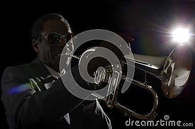 Afroamerican Jazz Musician with Flugelhorn