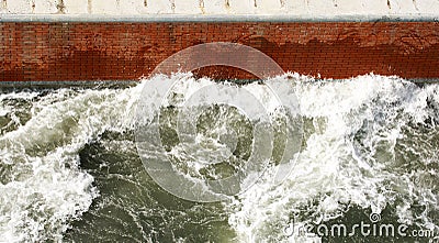 Agitated water by the propeller of a ship