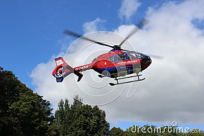 Air Ambulance Helicopter Devon Waving Goodbye