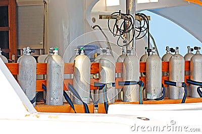 Air Cylinders on a Diving Boat
