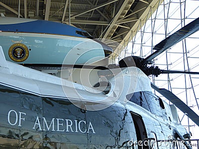 Air Force One plane and Marine One helicopter at t