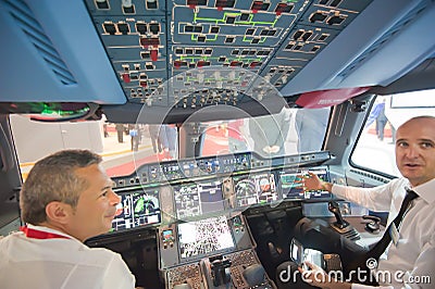 Airbus A350 flight simulator at the Singapore Airshow 2014