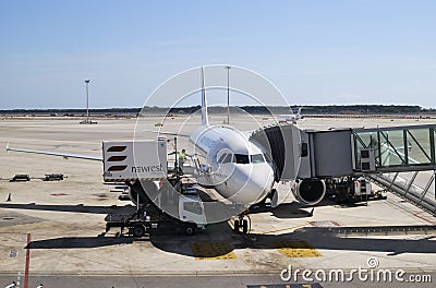 Aircraft at terminal. Barcelona Airport. Spain