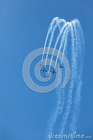 Aircrafts Flying Formation Acrobatics