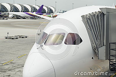 Airliner parked at the gate