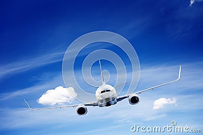 Airplane flying. A big passenger or cargo aircraft