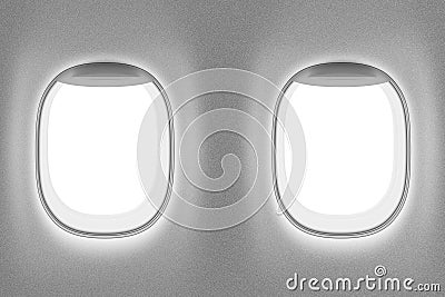 Airplane interior with two windows