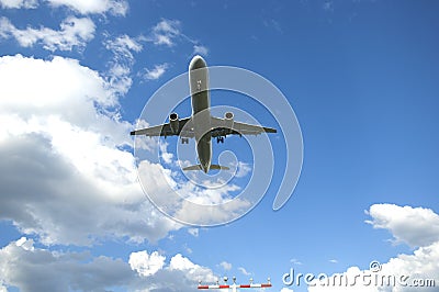 Airplane landing at Frankfurt Airport