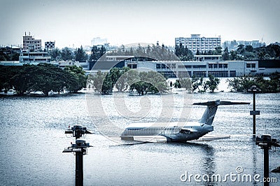 Airplane under flood