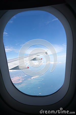 Airplane window view