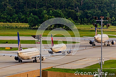 Airplanes on the ramp at Houston International Airport